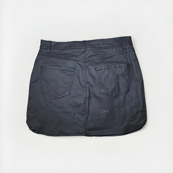 Primark Denim Co - Ladies Black Faux Leather Short Mini Zipped Skirt Size M - Picture 4 of 4
